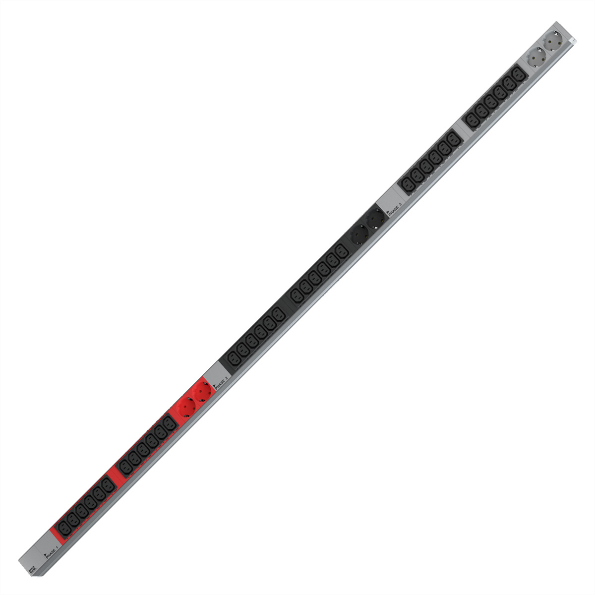 BACHMANN IT PDU ALU 1HE 36x C13 6x Schutzkontakt CEE 3x 32A rot