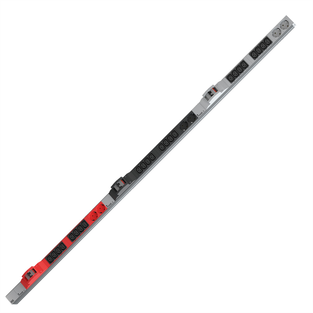 BACHMANN IT PDU ALU 1HE 24x C13 6x Schutzkontakt 6LS CEE 3x 32A rot