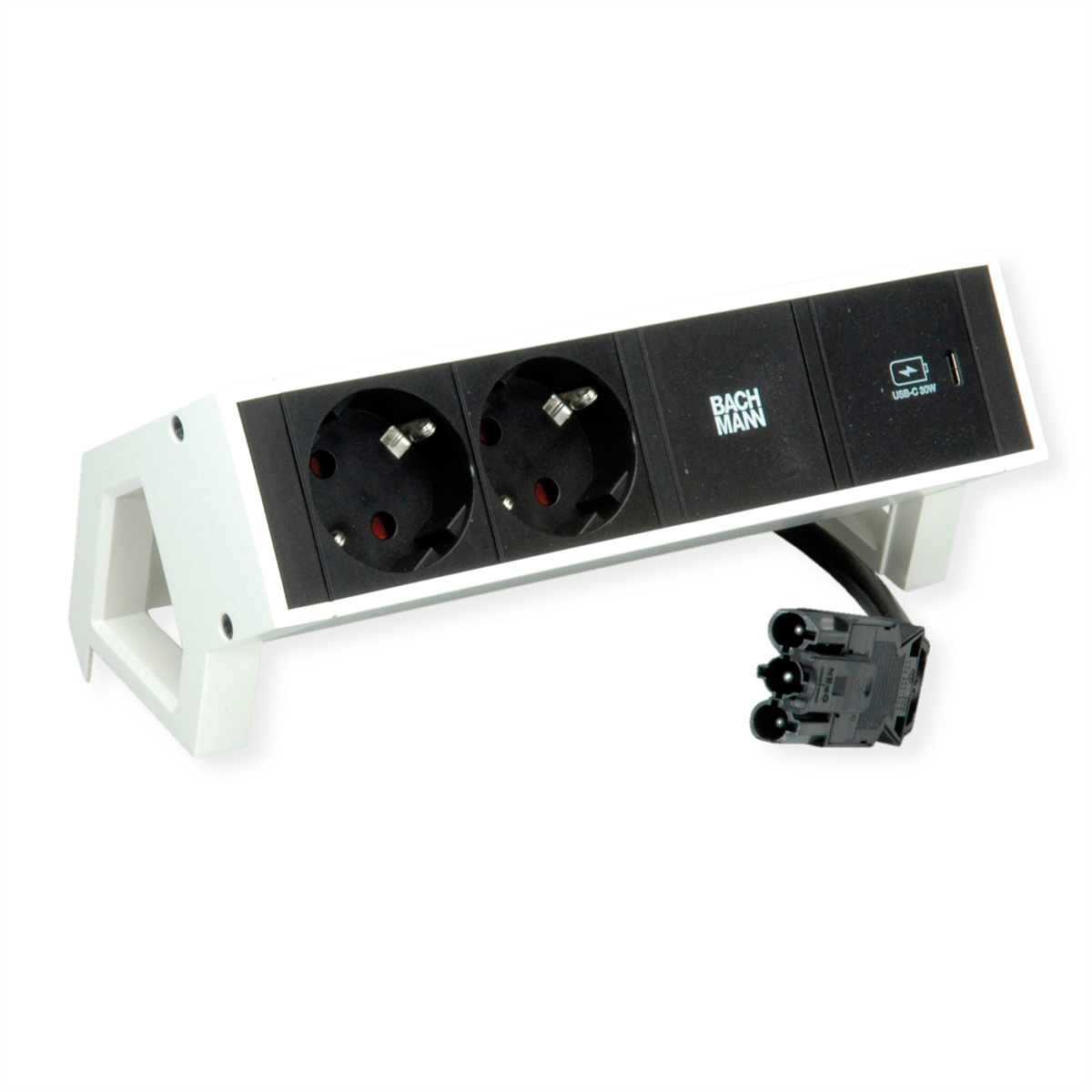 BACHMANN DESK2 2xSchutzkontakt USB C, USB Charger 30W 0,2m GST18 weiss Aufbau-Anschlussfelder DESK2