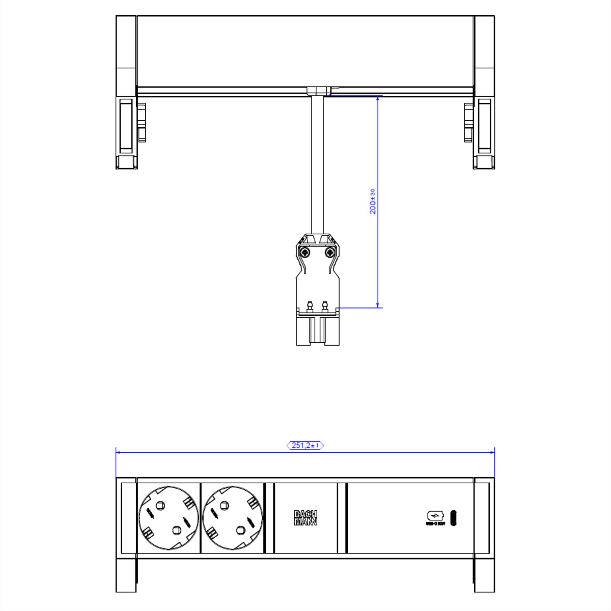 BACHMANN DESK2 2xSchutzkontakt USB C, USB Charger 60W 902.934 (BILD2)