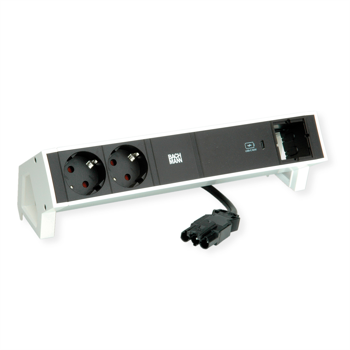 BACHMANN DESK2 2xSchutzkontakt USB C, USB Charger 60W 1xABD 0,2m GST18 weiss Aufbau-Anschlussfelder DESK2
