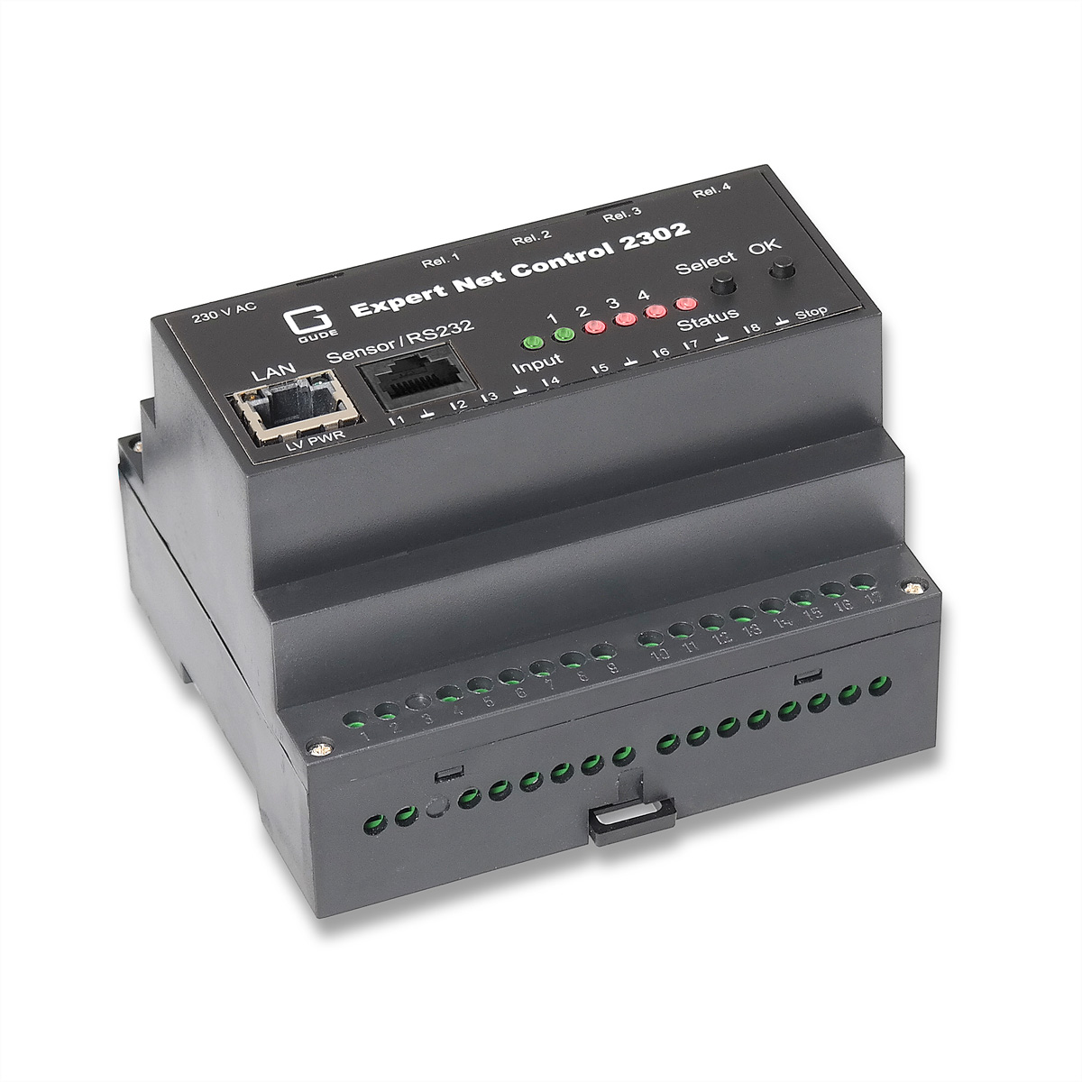 GUDE 2302-1 EPC NET 4x RelaisOut, 8x SignalIn, 1 Sensorport, Hutschiene (DIN Rail) GUDE 2302-1 EPC NET 4x RelaisOut, 8x SignalIn, 1 Sensorport, Hutschiene (DIN Rail)