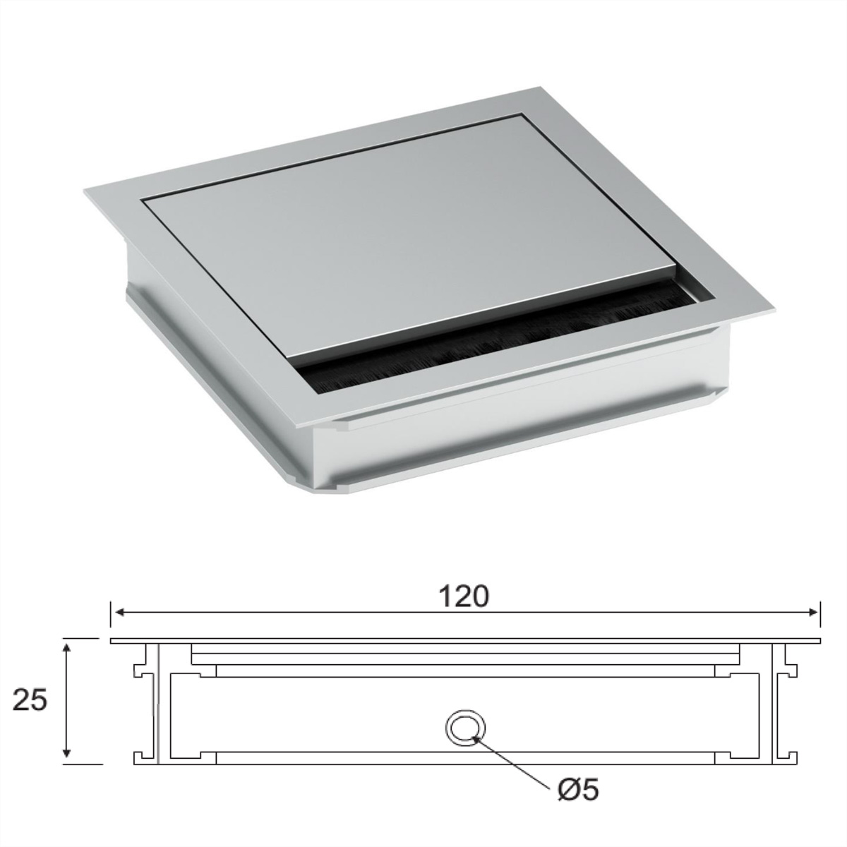 BACHMANN LOOP SQUARE Kabeldurchführung, 120mm, Aluminium