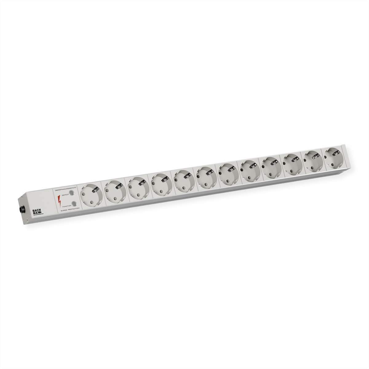 BACHMANN IT PDU ALU 1HE 12x Schutzkontakt, ÜSS, Zuleitung mit Schutzkontaktstecker 19