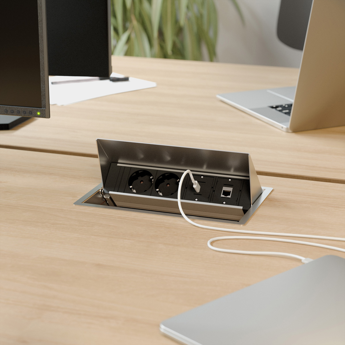 BACHMANN CONEO SET 2x Schutzkontakt 2x ABD, silberfarben