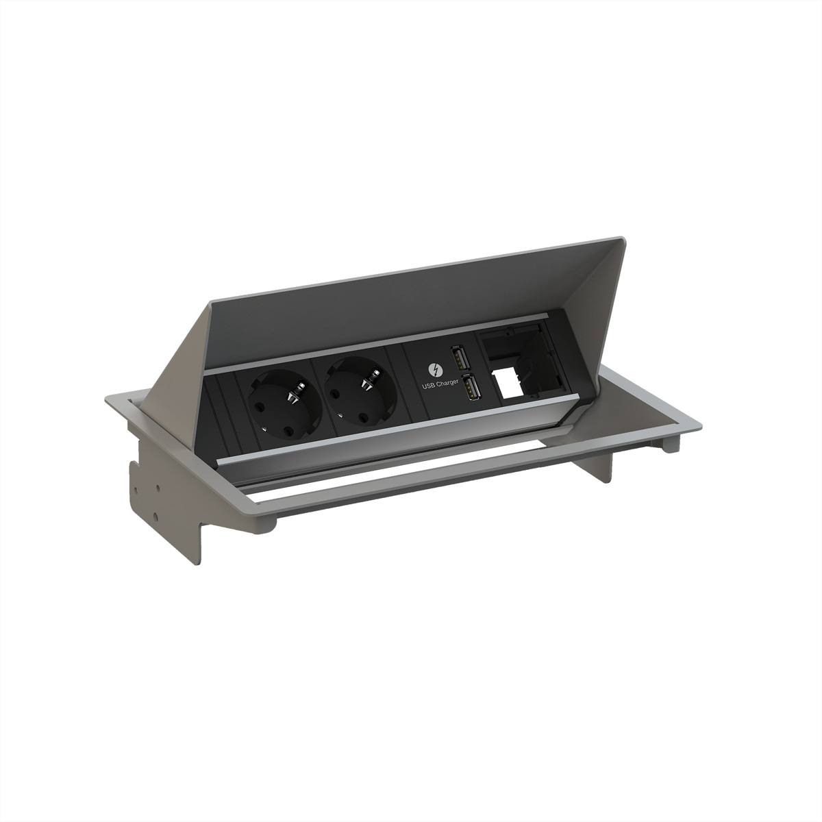 BACHMANN CONEO SET 2x Schutzkontakt, 1x ABD, 1xUSB Charger, silberfarben BACHMANN CONEO SET 2x Schutzkontakt, 1x ABD, 1xUSB Charger, silberfarben