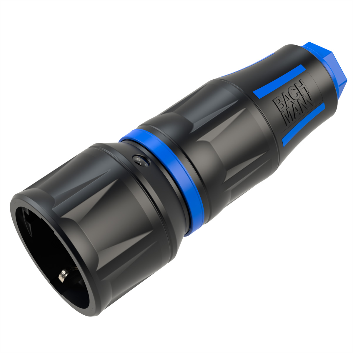 BACHMANN Profi-Schutzkontaktkupplung CEE7/3, gummiert, schwarz-blau IP20