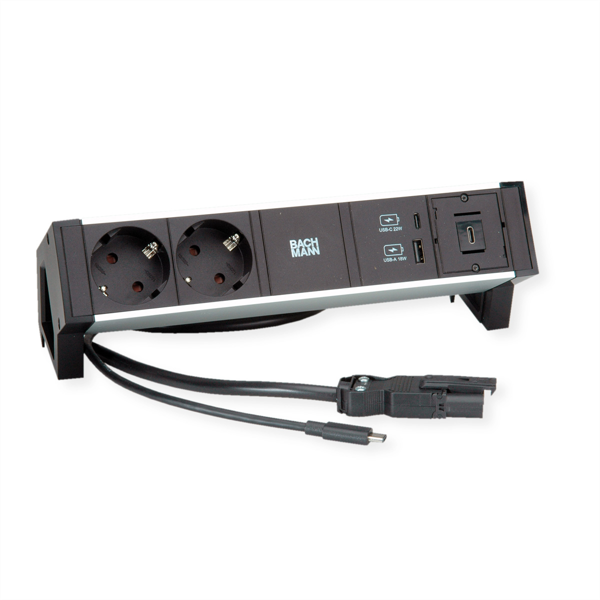 BACHMANN DESK2 2x Schutzkontakt, 1x USB-C, USB Charger A&,C 22W, GST18