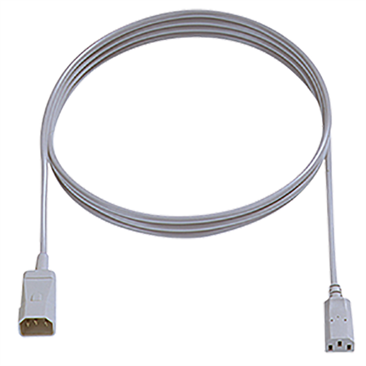 BACHMANN Kaltgeräteverlängerung H05VV-F 3G1,0mm², C14 / C13, grau, 0,5 m Stromkabel