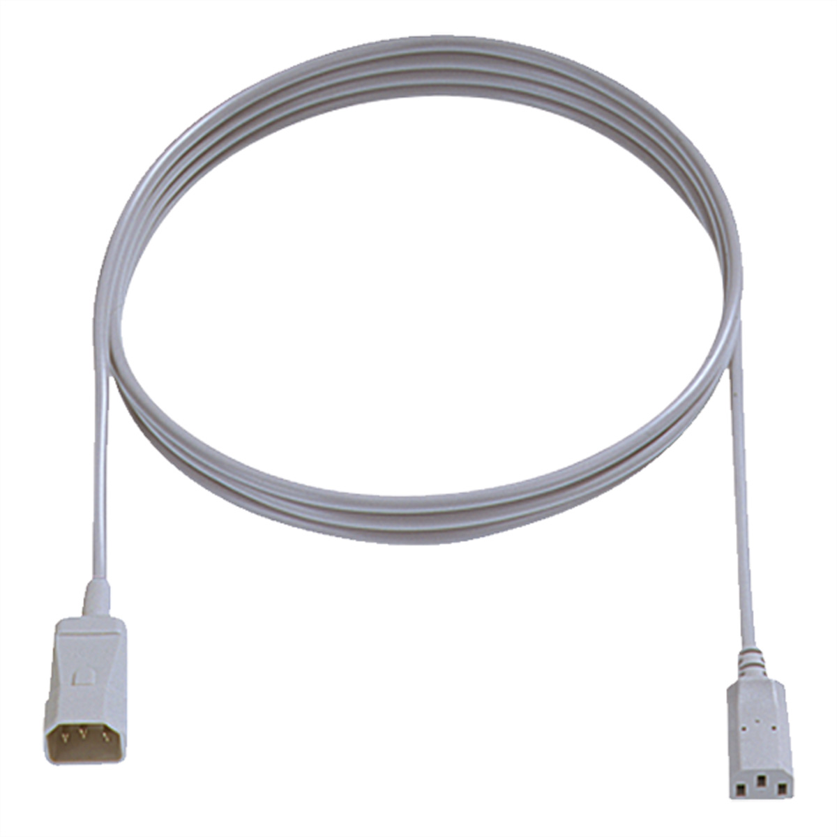 BACHMANN Kaltgeräteverlängerung H05VV-F 3G0,75mm², C14 / C13, grau, 2 m Stromkabel