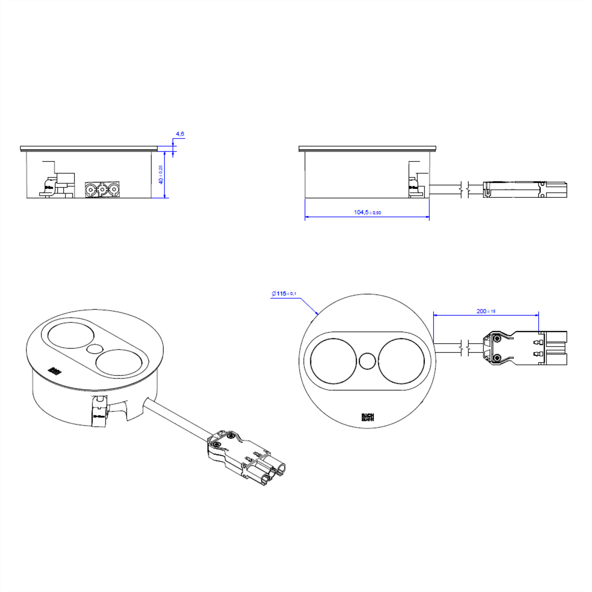 BACHMANN TWIST 2 1xUTE 1xUSB A/C 22W 0,2m GST18 silber 946.014 (BILD2)