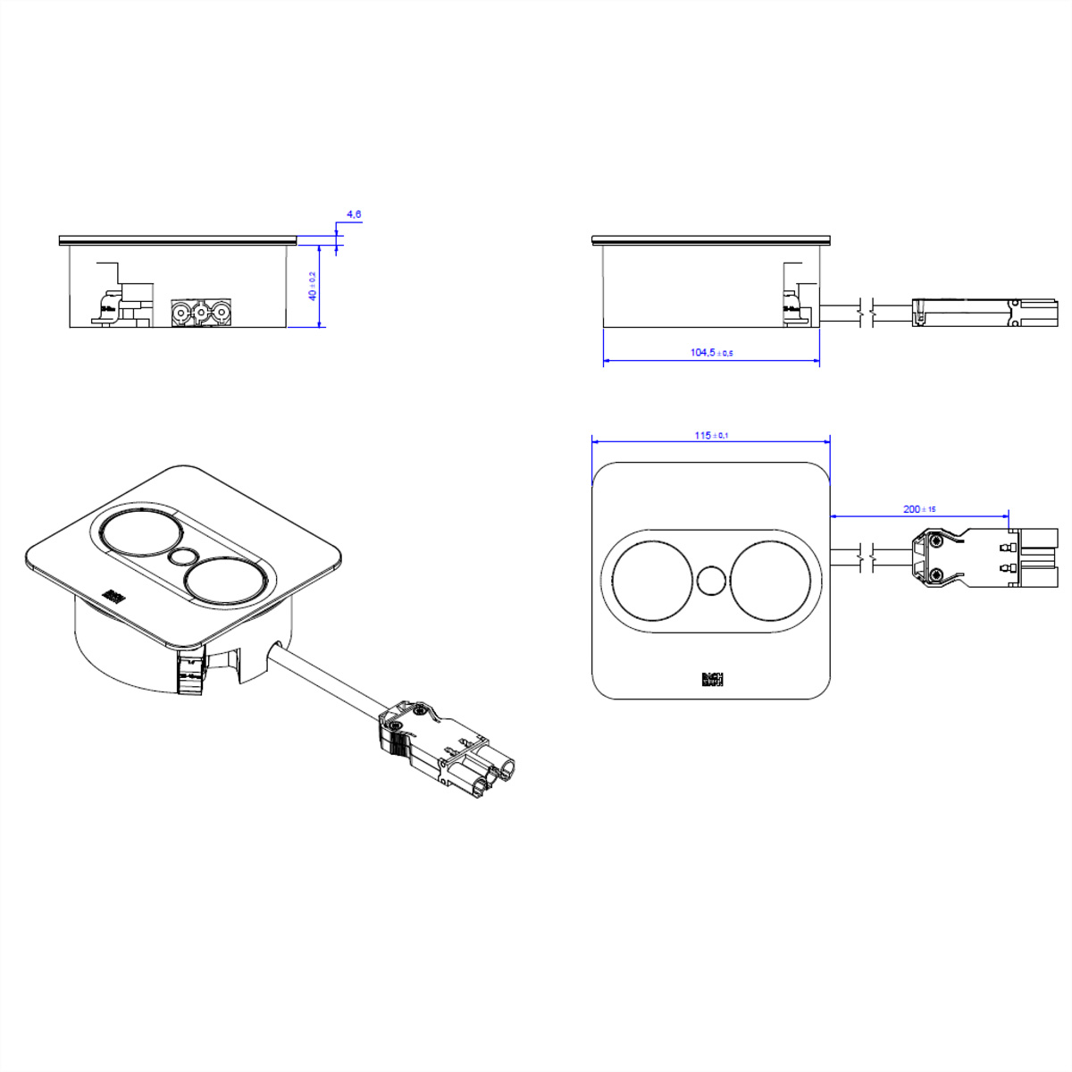 BACHMANN TWIST 2 1xUTE 1xUSB A/C 22W 0,2m GST18 silber 946.015 (BILD2)