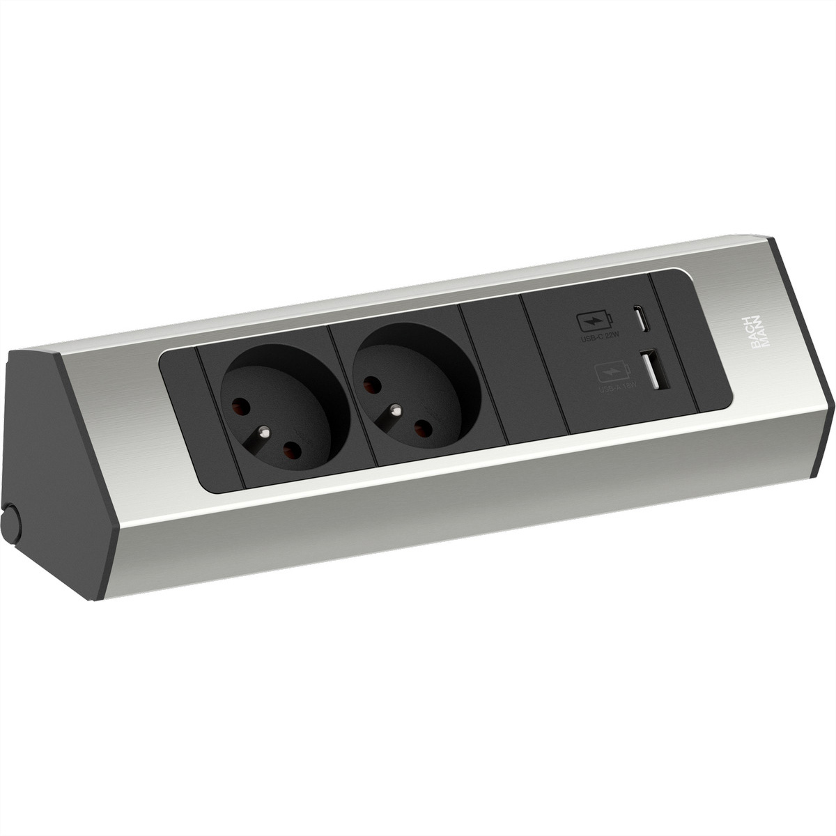 BACHMANN CASIA2 2xUTE 1xUSB A/C 22W 2,0m AEH Edelstahl-Optik