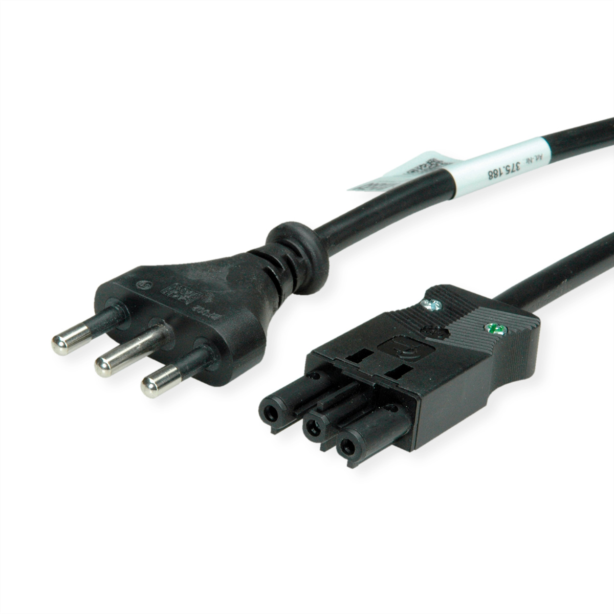 BACHMANN Zuleitung H05VV-F 3G1,5mm²  1,5m, Schwarz Italien P40 Stecker 16A Kupplung
