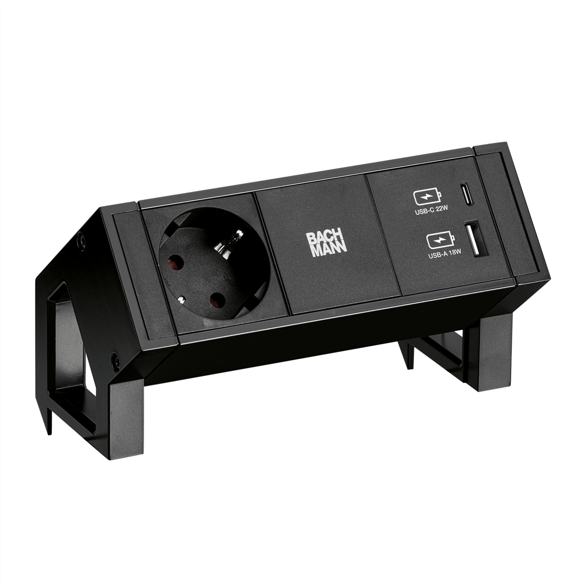 BACHMANN DESK2 1x Schutzkontakt 1x USB-Charger A/C, schwarz