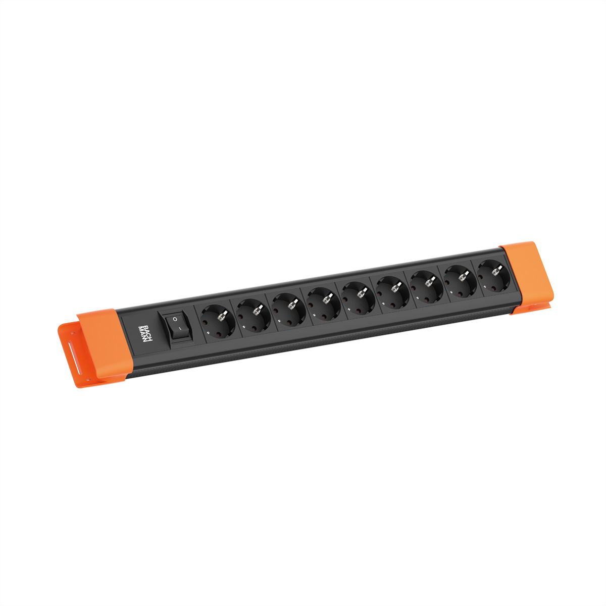 BACHMANN CONNECTUS 9xCEE7/3, 1xSchalter 2,0m CEE7/7 Schwarz/Orange