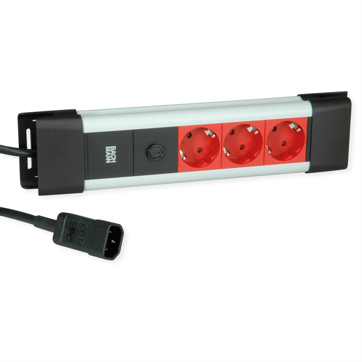 BACHMANN CONNECTUS 3xCEE7/3, 10A  C14-Stecker, rot, 2 m