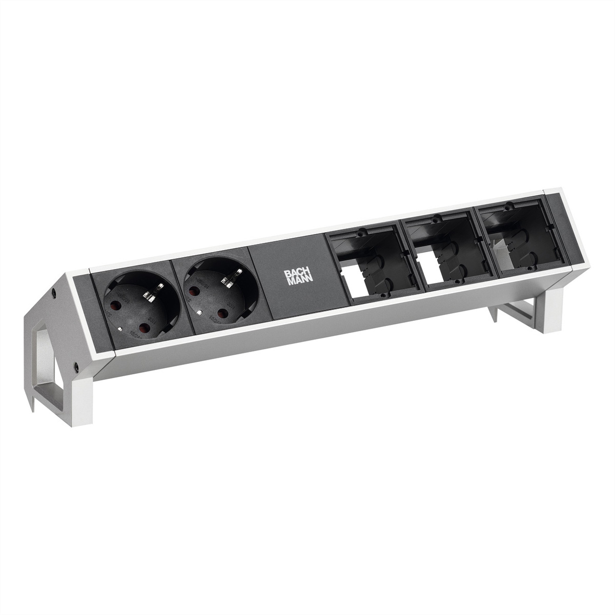 BACHMANN DESK2 2x Schutzkontakt 3x ABD GST18 Inox Aufbau-Anschlussfelder DESK2