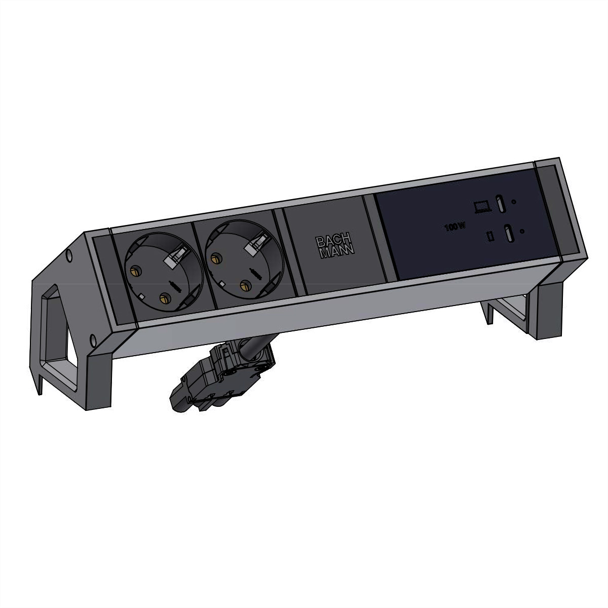 BACHMANN DESK2 2x CEE7/3, USB-C, USB-Charger 100W, GST18 0,2m