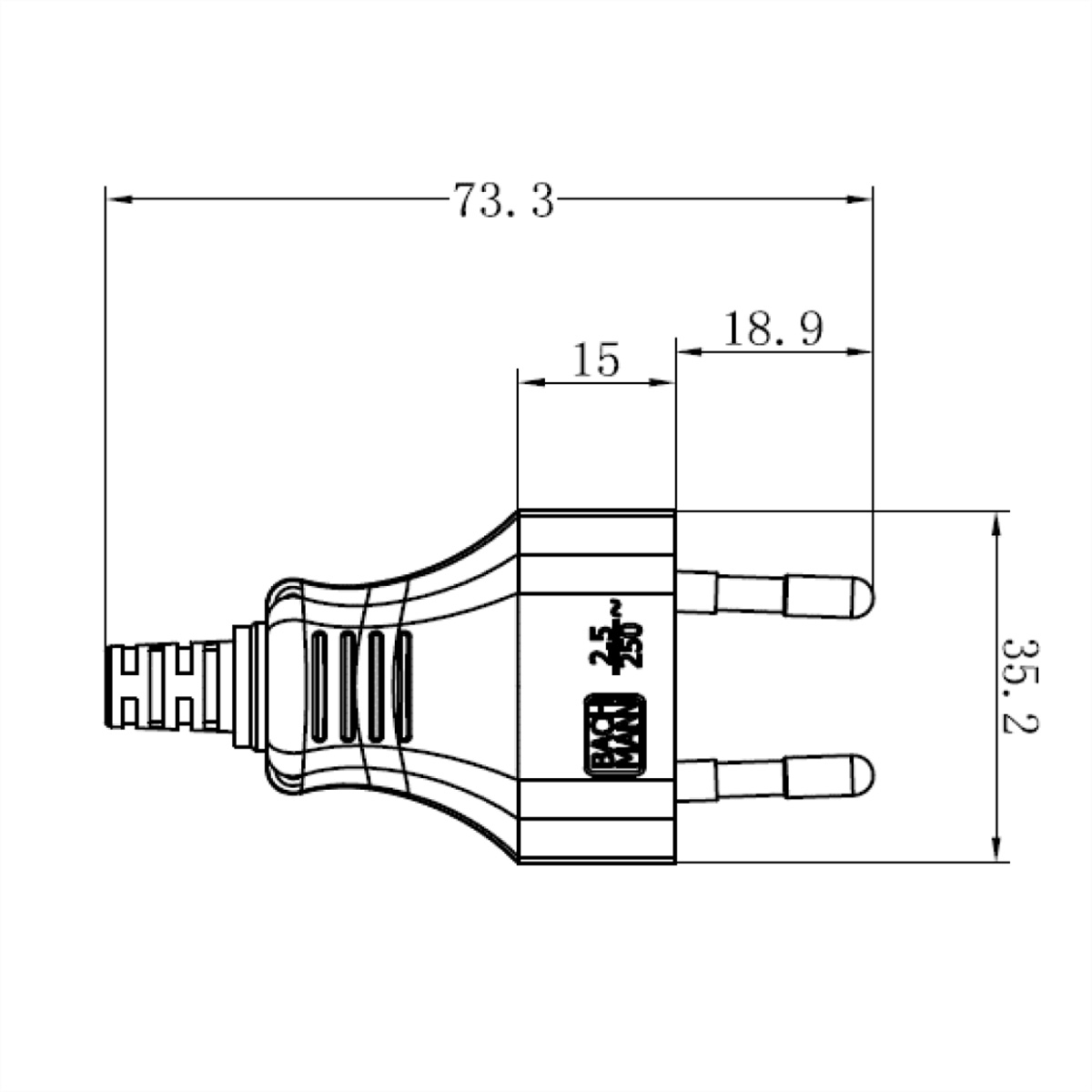 BACHMANN Euroflachstecker weiß, Schraubanschluss VE 3 900.011 (BILD2)