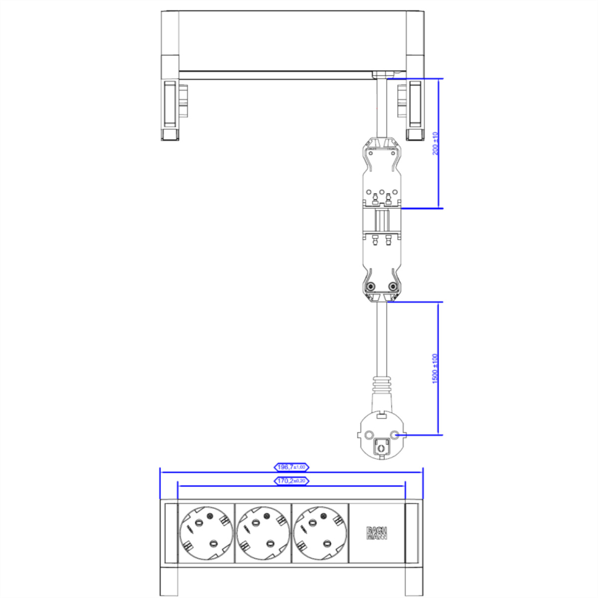 BACHMANN Steckdosenleiste Desk2 3xSchuKo-Dosen Zul