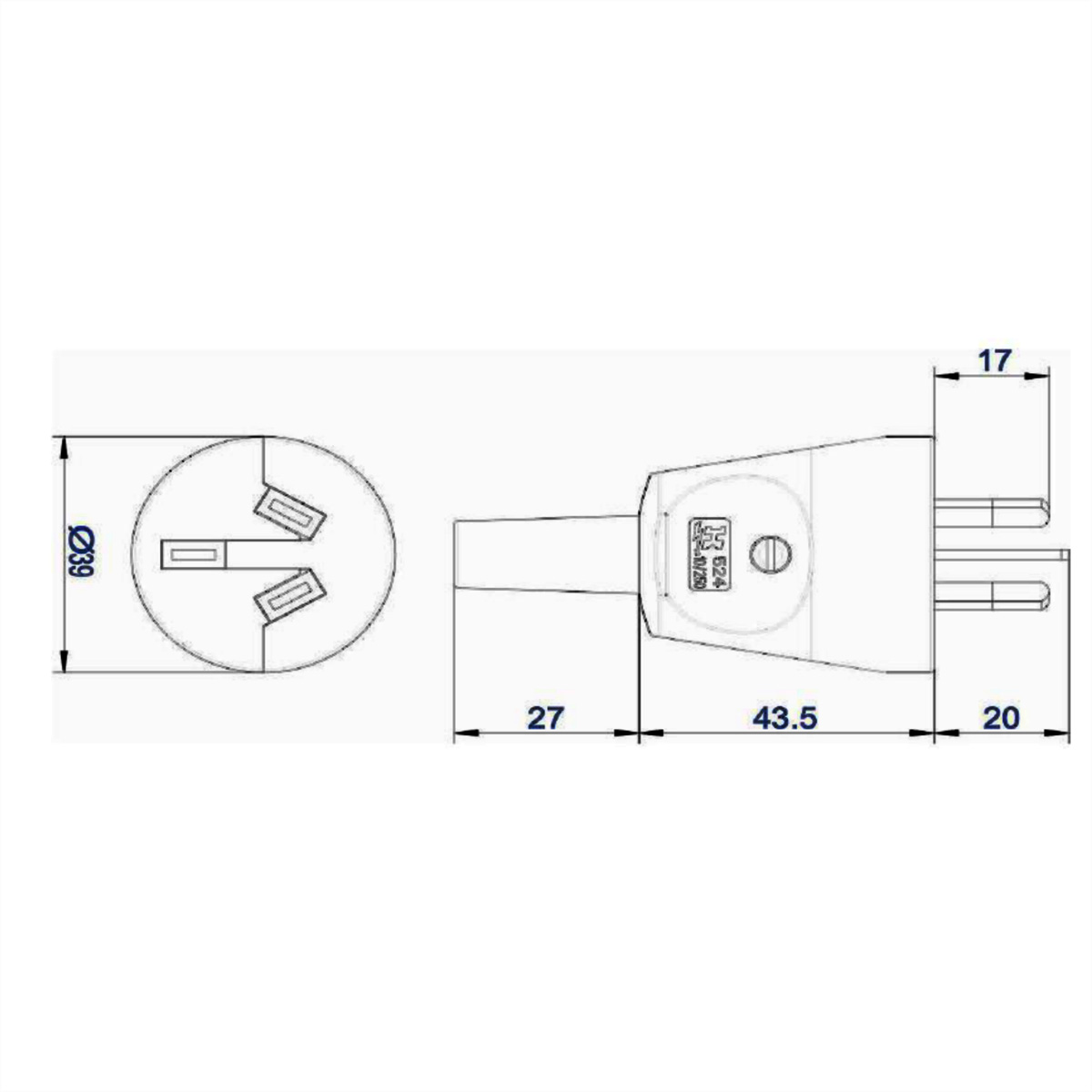 BACHMANN Schutzkontaktstecker, Australien 10A/250V, schwarz