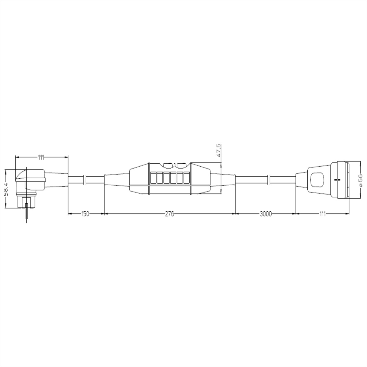 BACHMANN PRCD-S Lg: 3,15m 230V 16A 30mA, Schutzkontaktverlängerung H07RN-F 3G1,5mm