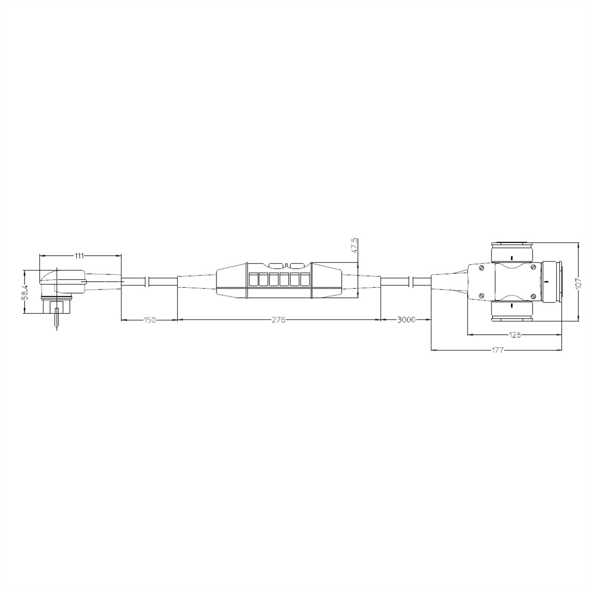 BACHMANN PRCD-S Lg: 3,15m 230V 16A 30mA, Schutzkontaktverlängerung H07RN-F 3G1,5mm