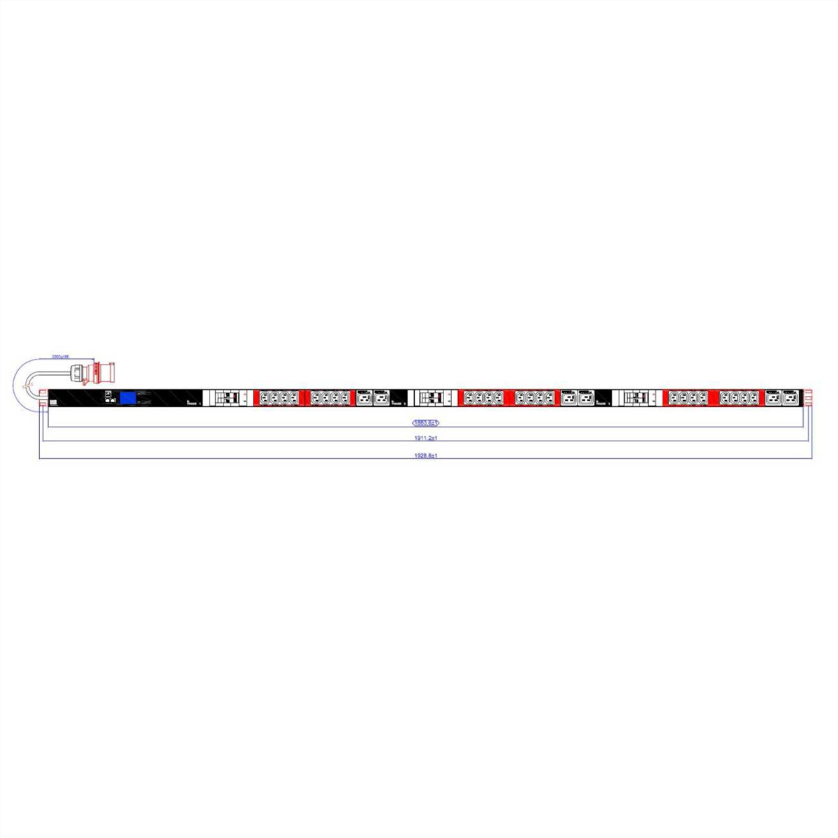 BACHMANN ALU 1HE 24xC13 6xC19 329.3058 6xLS moni Strom 3m CEE 32A