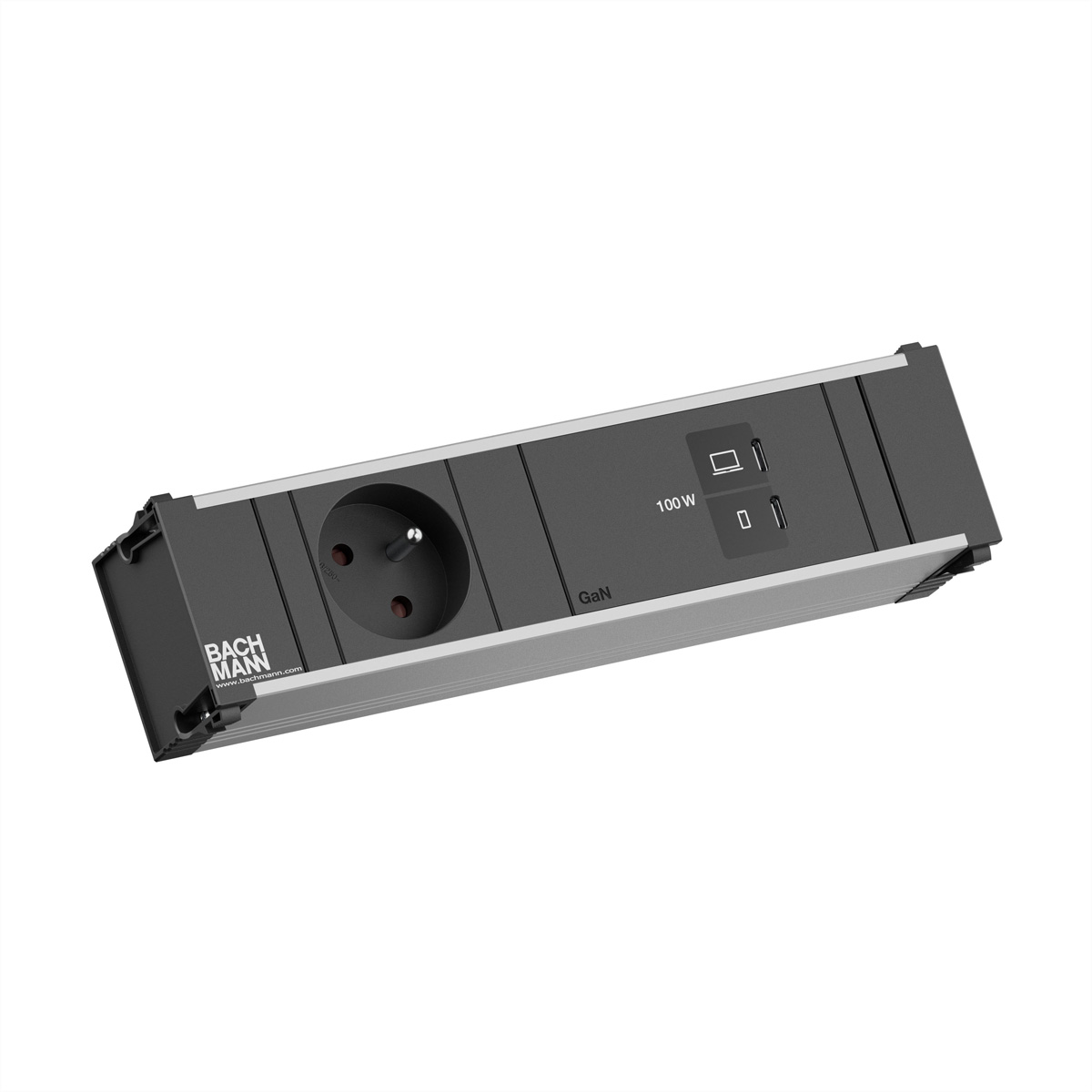 BACHMANN CONI 1xUTE, 1xUSB C/C 100W L=0,2m Einbau-Anschlussfelder CONI