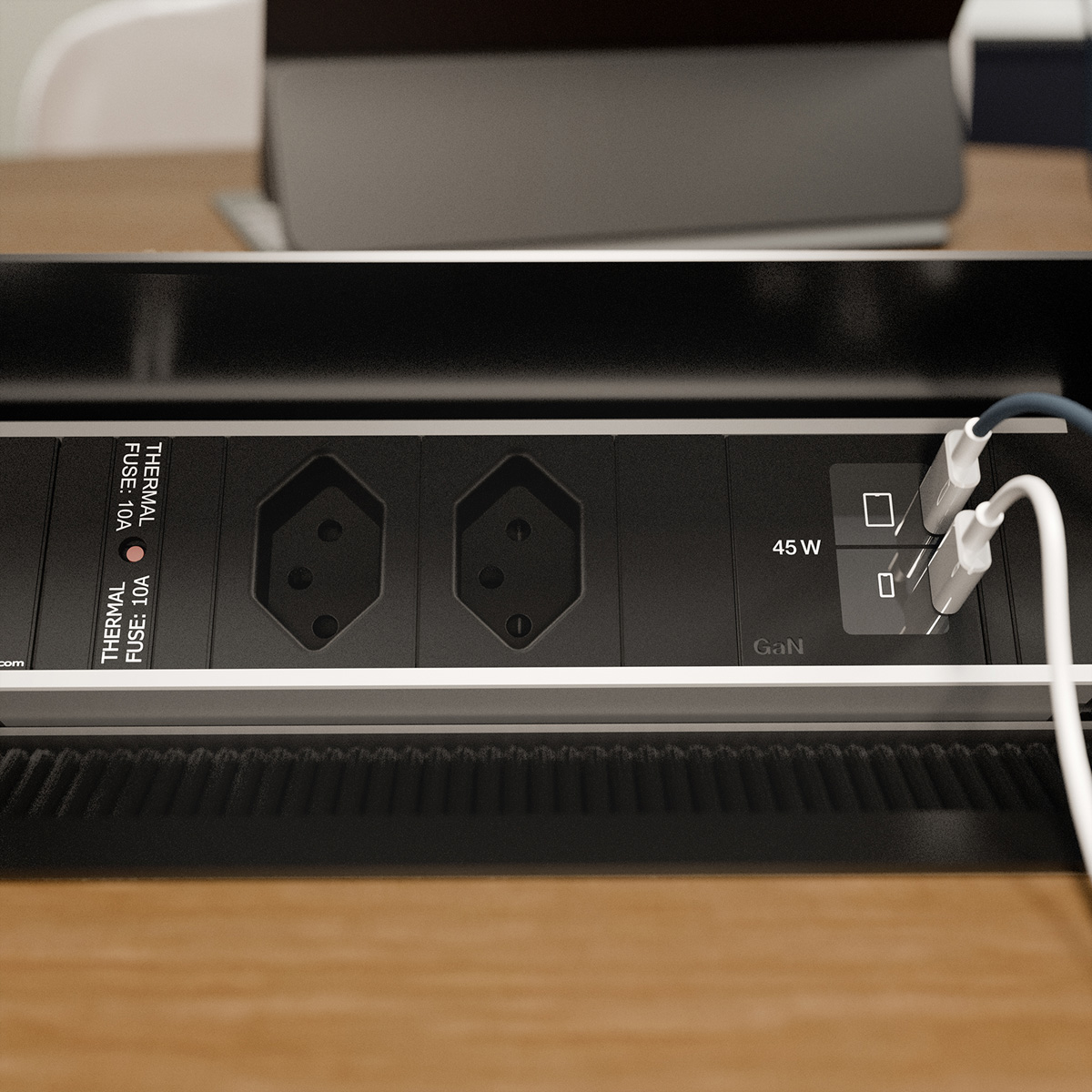BACHMANN CONI S 2xCH 0° 1xUSB C/C 45W, L=0,2m