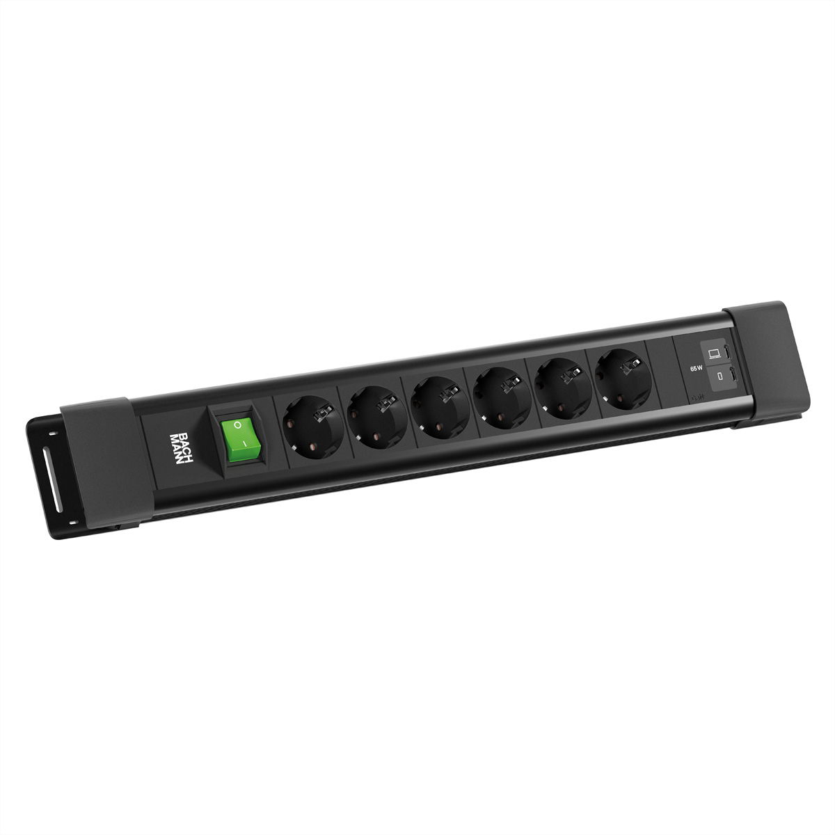 BACHMANN CONNECTUS 6xCEE7/3 1xSchalter, 1xUSB C/C 65W L=2,0m CEE7/7 schwarz Steckdosenleiste