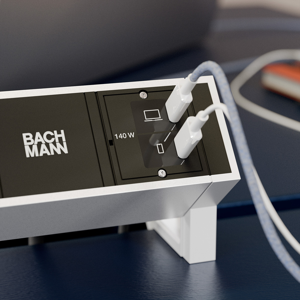 BACHMANN Custom Modul 1xUSB C/C 140W, UK Bundle RAL9005