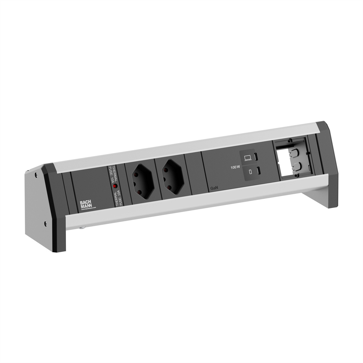 BACHMANN DESK 2xCH 90° 1xUSB C/C 100W, 1xCM Aufbau-Anschlussfelder DESK1