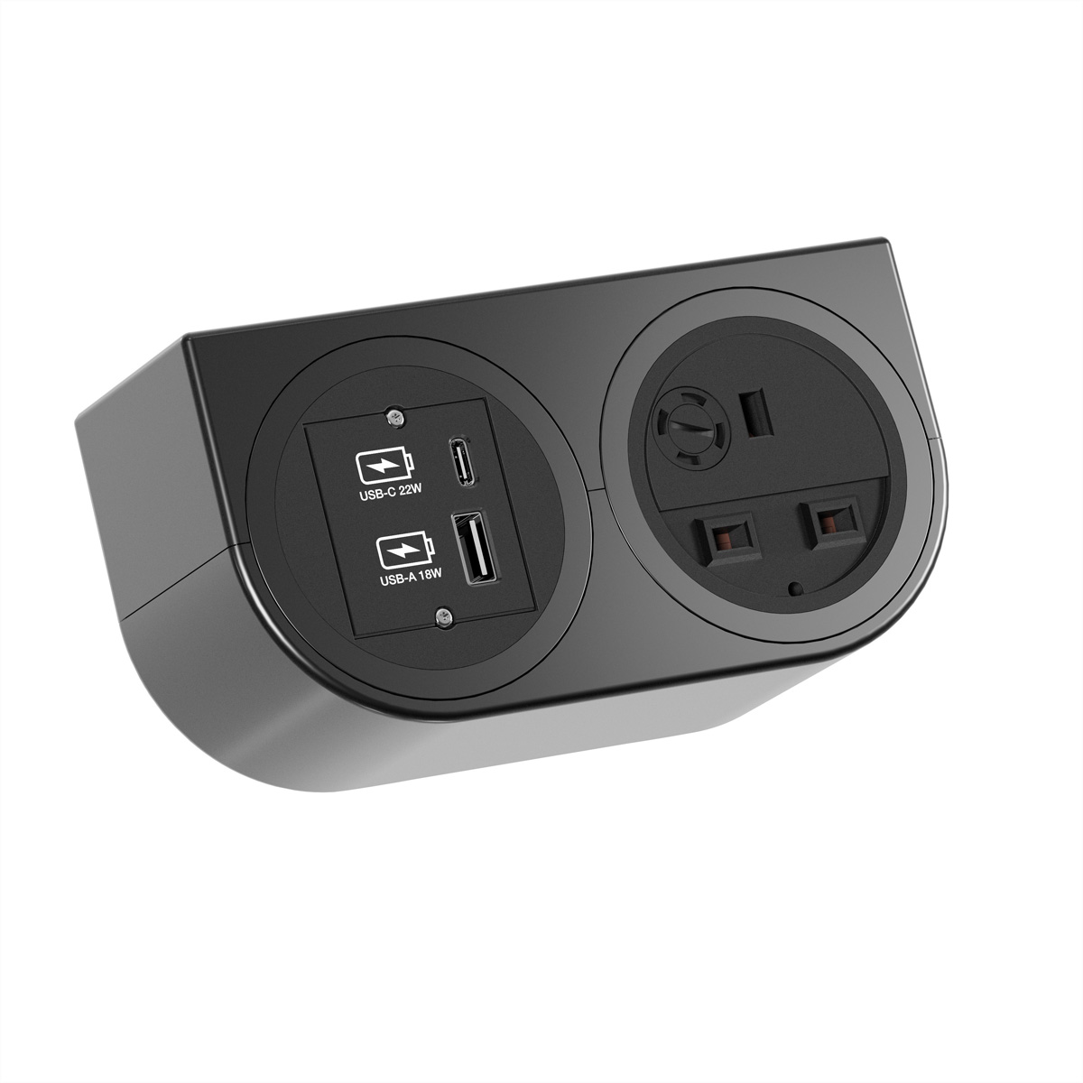 BACHMANN PIX HOLDER DOUBLE, 1x UK, 1x USB A/C, BS1363, schwarz, 2 m Anschlussfelder PIX HOLDER