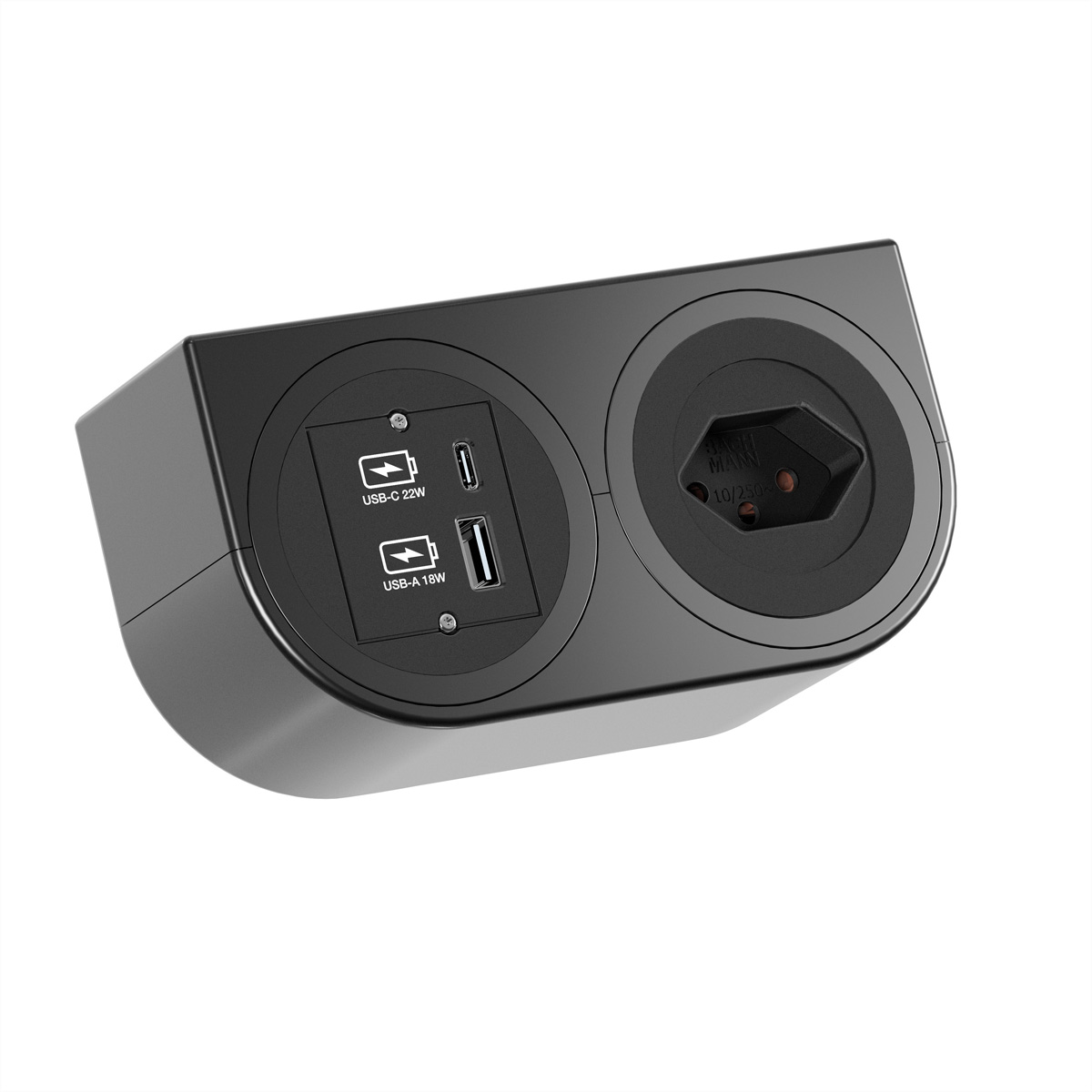 BACHMANN PIX HOLDER DOUBLE, 1x CH T13, 1x USB A/C, ISV, schwarz, 0,2 m Anschlussfelder PIX HOLDER