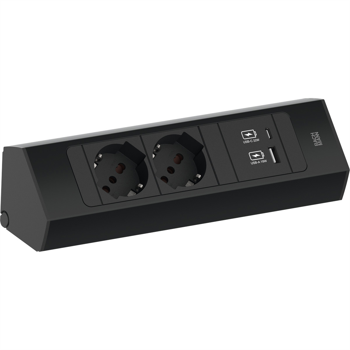 BACHMANN CASIA2 2xP40 1xUSB A/C 22W, 2,0m AEH, RAL9005, Italia Aufbau-Anschlussfelder CASIA2