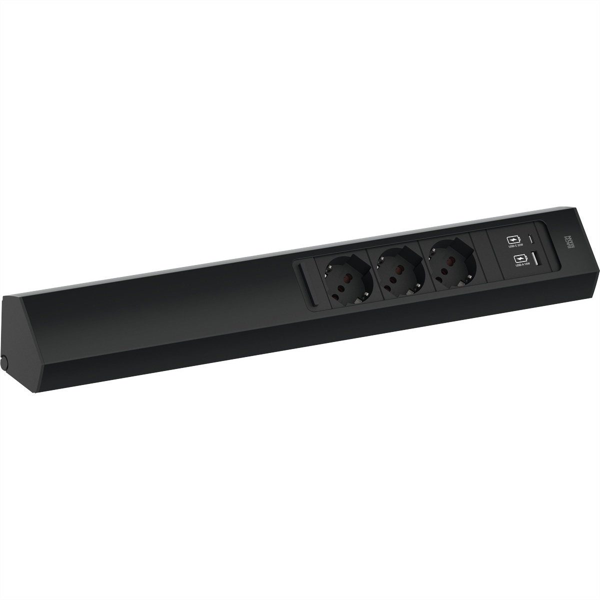 BACHMANN CASIA2 3xP40 1xUSB A/C 22W, 2,0m AEH, RAL9005, Italia Aufbau-Anschlussfelder CASIA2