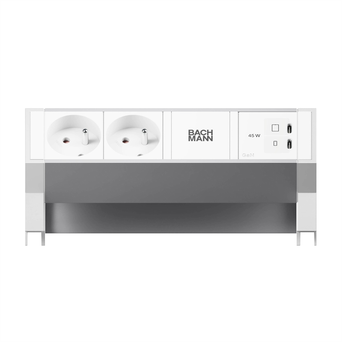 BACHMANN DESK2 ALU WHITE 2xUTE, 1xUSB C/C 45W L=0,2m RAL9010