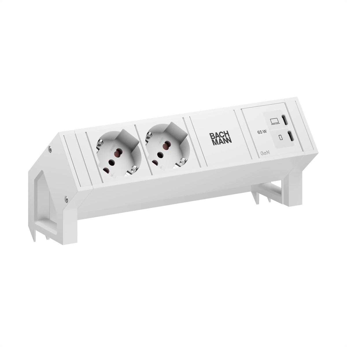BACHMANN DESK2 white 2xP40, 1xUSB C/C 65W L=0,2m RAL9010 Aufbau-Anschlussfelder DESK2