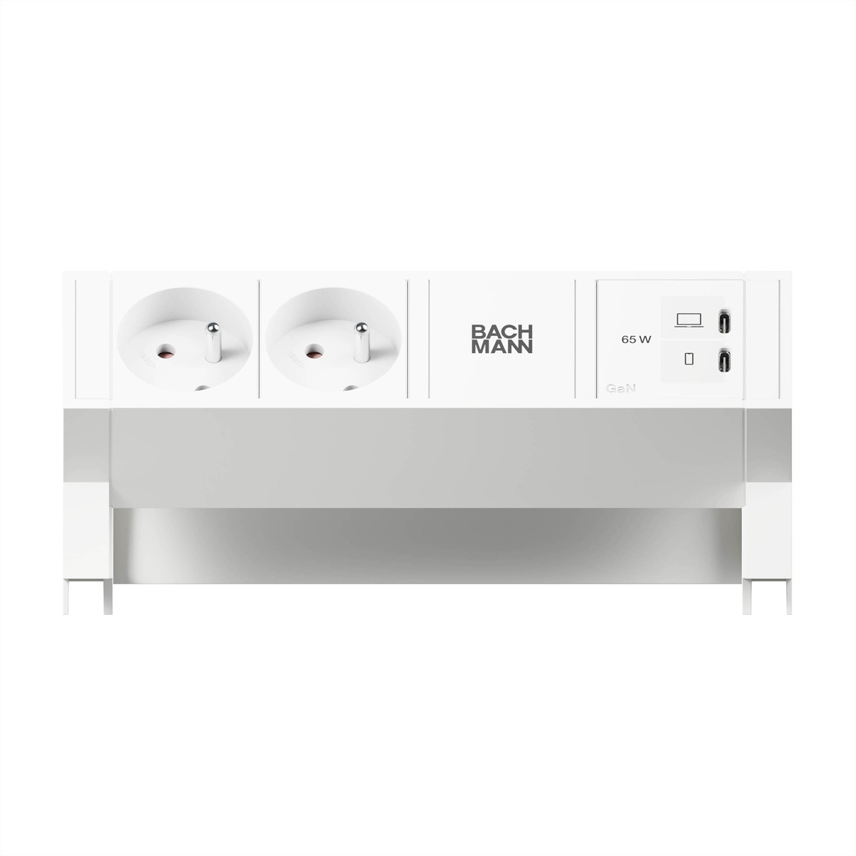 BACHMANN DESK2 white 2xUTE, 1xUSB C/C 65W L=0,2m RAL9010