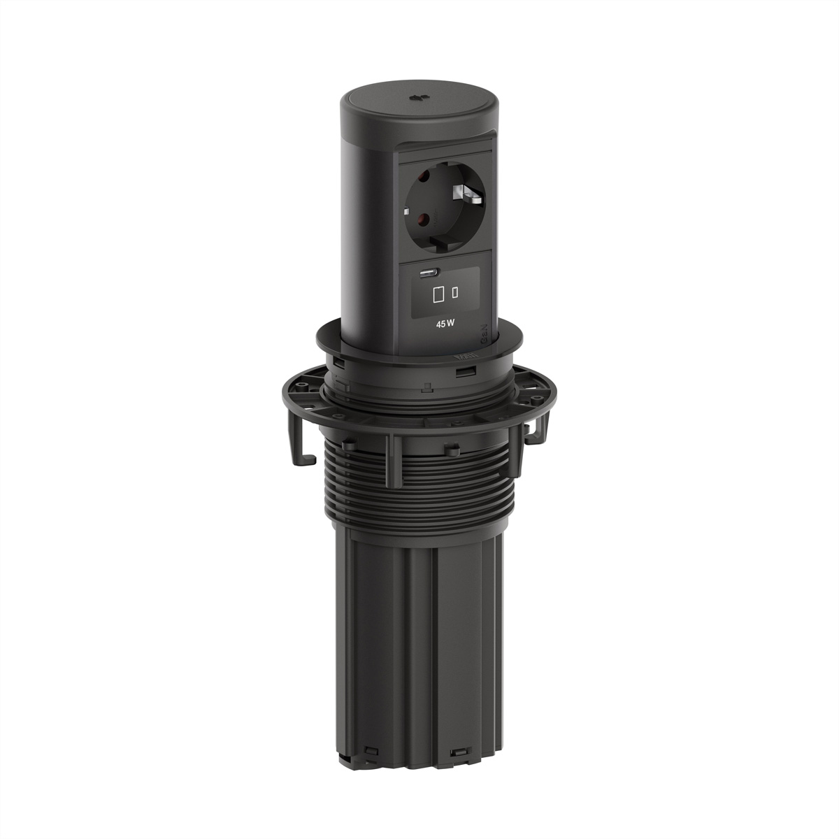 BACHMANN ELEVATOR2 1xCEE7/3 1xUSB C/C45W, Wireless Charger 15W RAL9005 0,5m IS Einbau-Anschlussfelder ELEVATOR