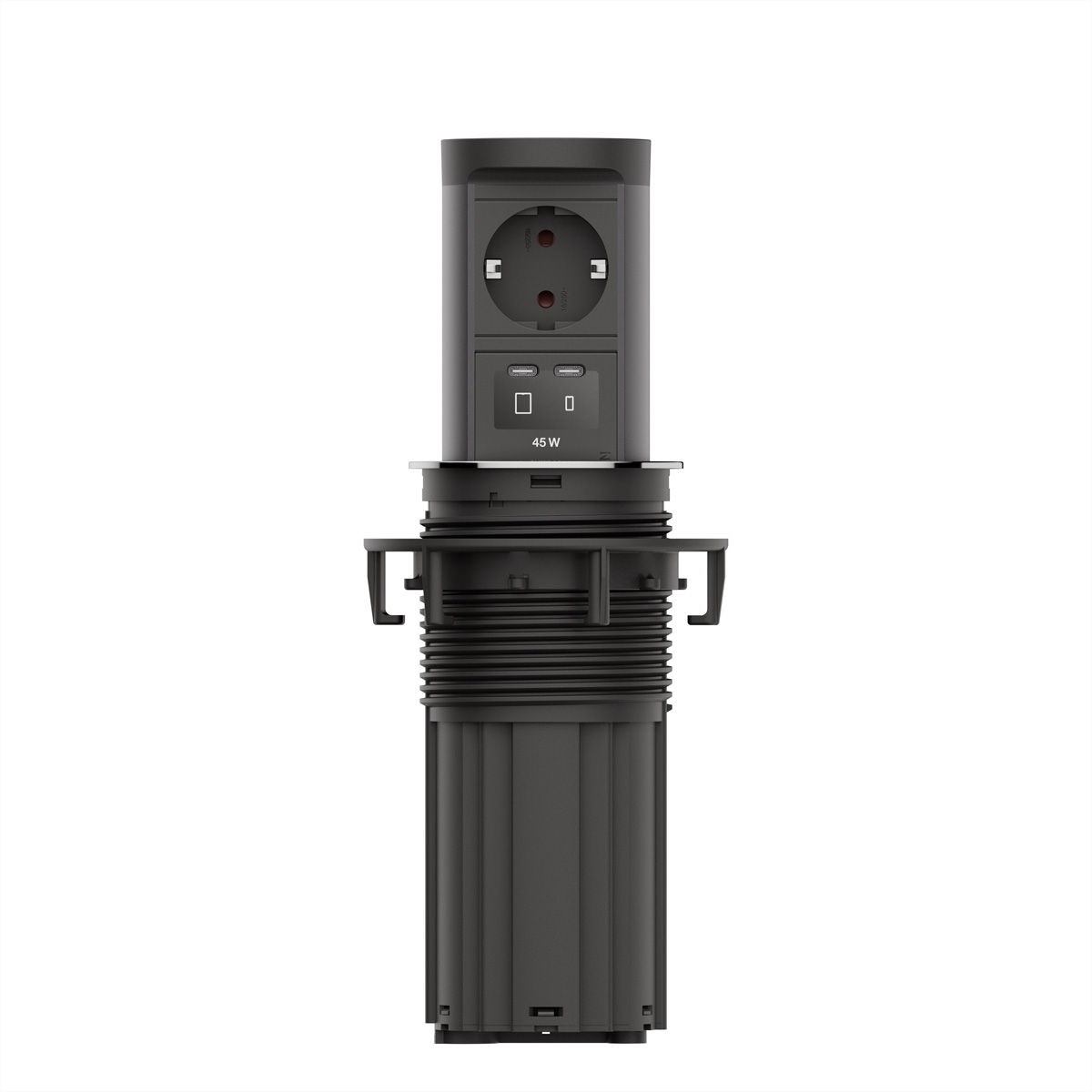 BACHMANN ELEVATOR2 1xCEE7/3 1xUSB C/C45W, Edelstahl-Optik 2,0 m AEH
