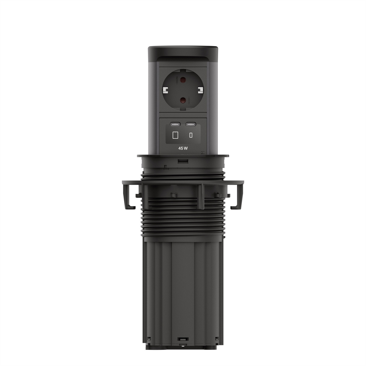 BACHMANN ELEVATOR2 1xCEE7/3, 1xUSB C/C 45W RAL9005 0,5m ISV