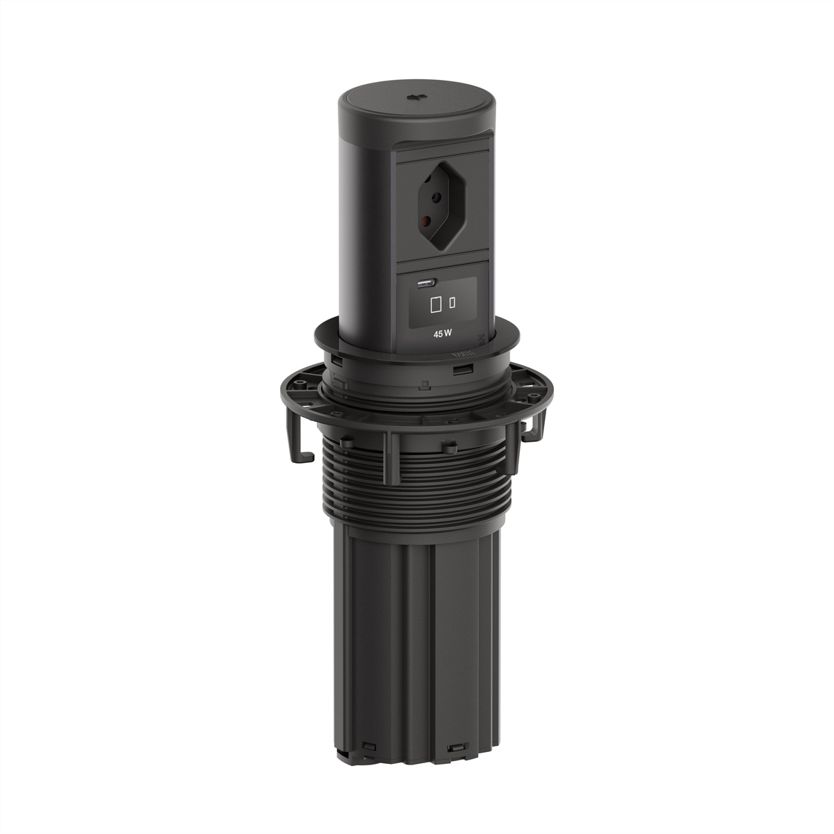 BACHMANN ELEVATOR2 1xCH T13, 1xUSB C Wireless Charger RAL9005 2,0m AE Einbau-Anschlussfelder ELEVATOR