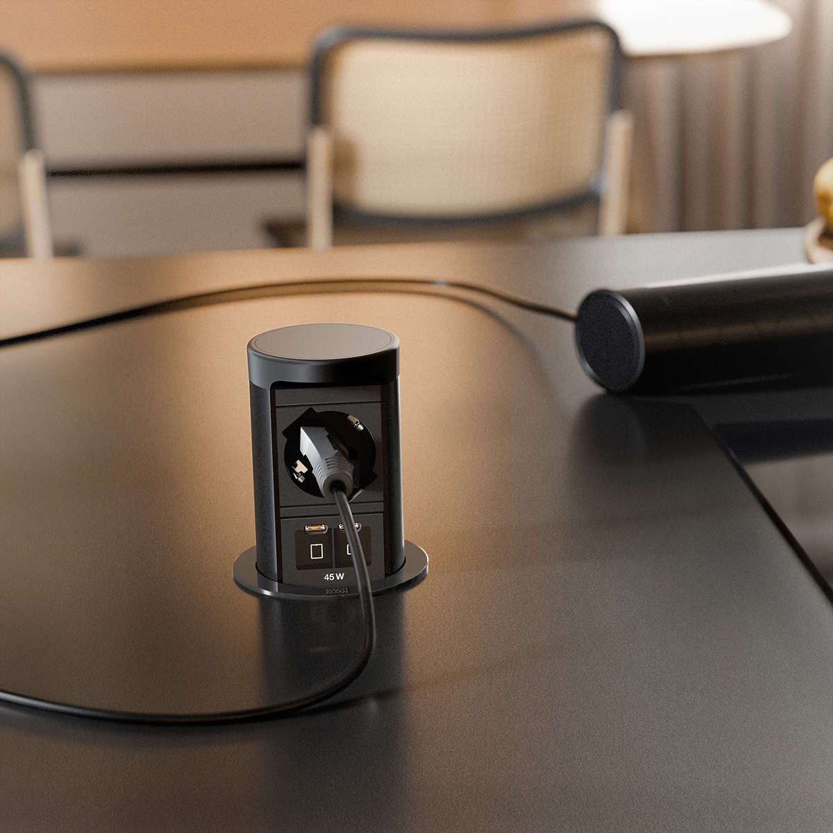 BACHMANN ELEVATOR2 1xP40, 1xUSB C/C 45W RAL9005 0,5m ISV