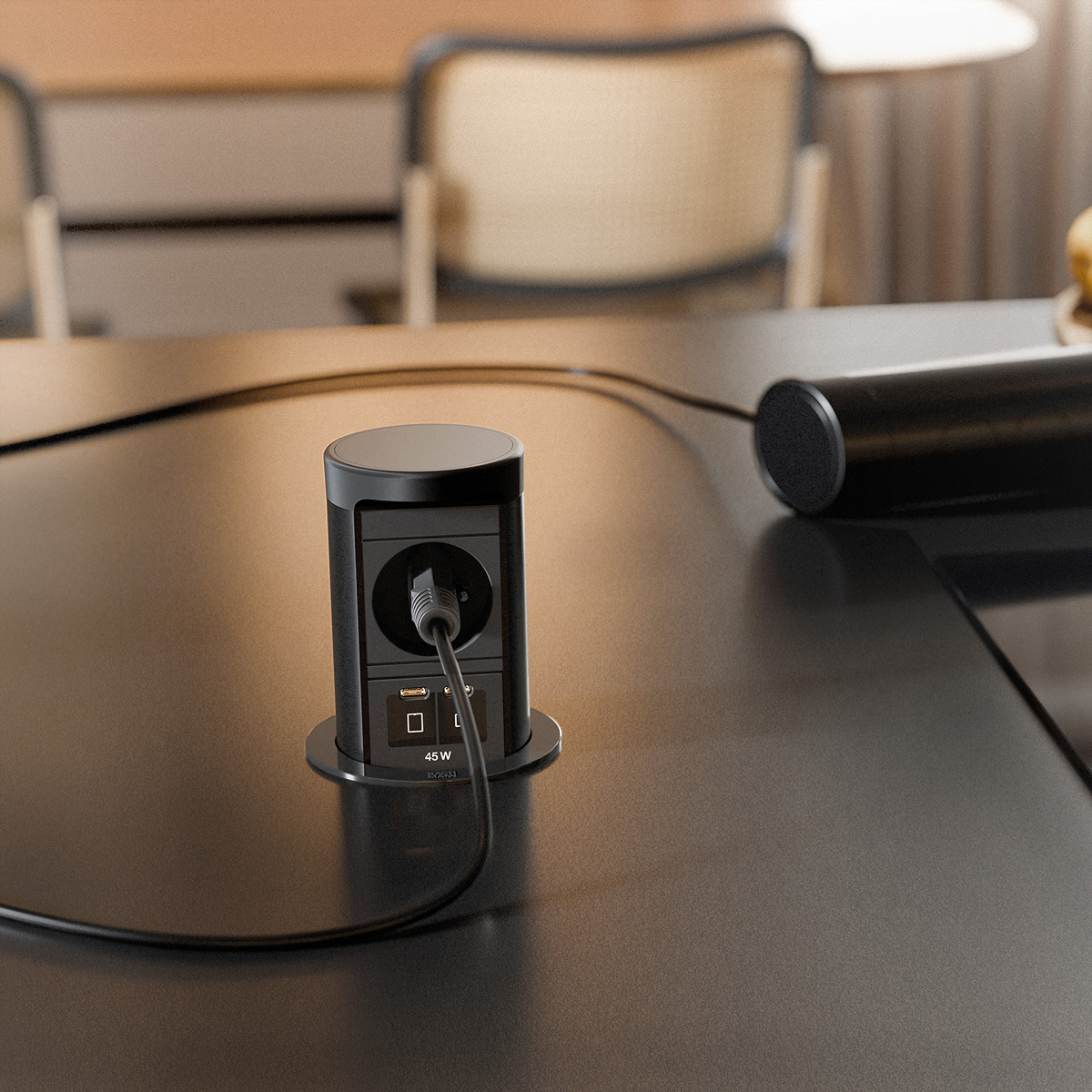 BACHMANN ELEVATOR2 1xUTE, 1xUSB C/C 45W RAL9005 0,5m ISV