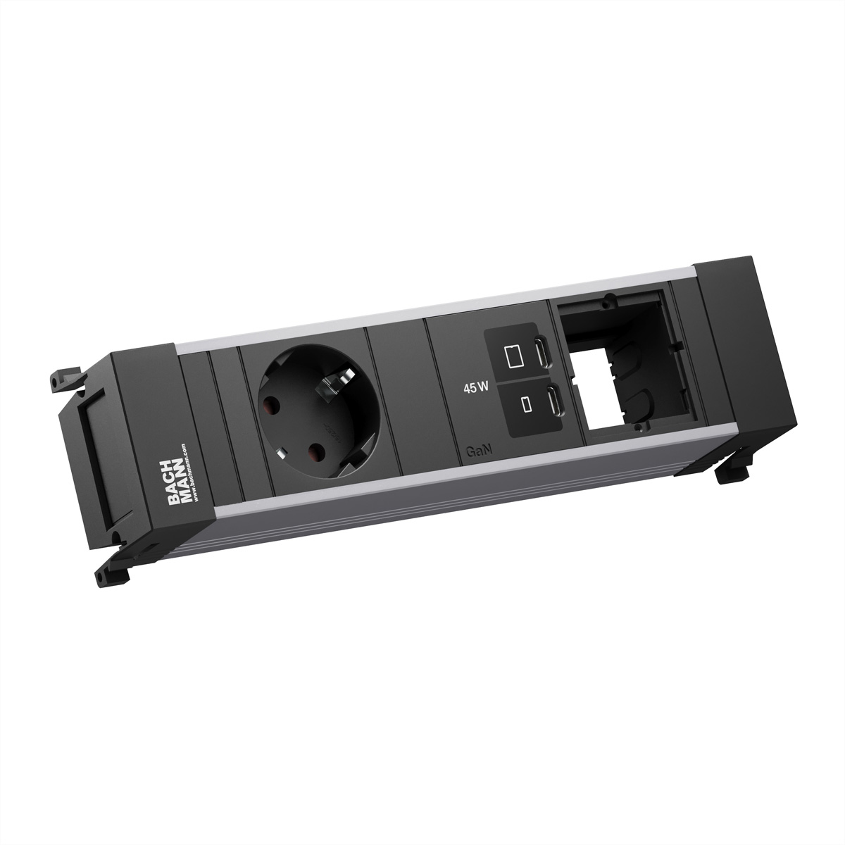 BACHMANN POWER FRAME 1xCEE7/3, 1xUSB C/C 45W 1xCM L=0,2m Einbau-Anschlussfelder POWER FRAME