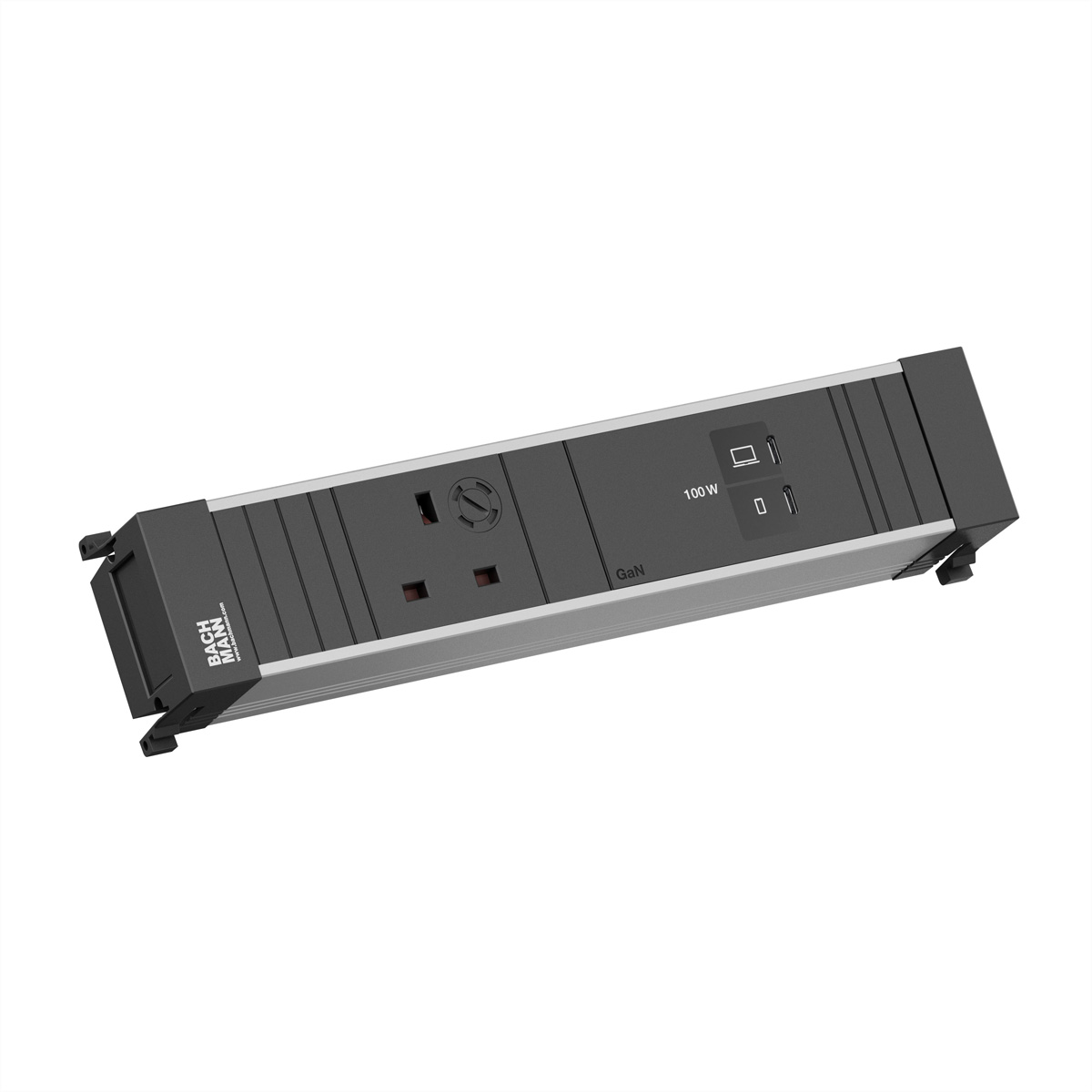 BACHMANN POWER FRAME 1xUK 45° 3,15A, 1xUSB 1xUSB C/C 100W L=0,2m Einbau-Anschlussfelder POWER FRAME