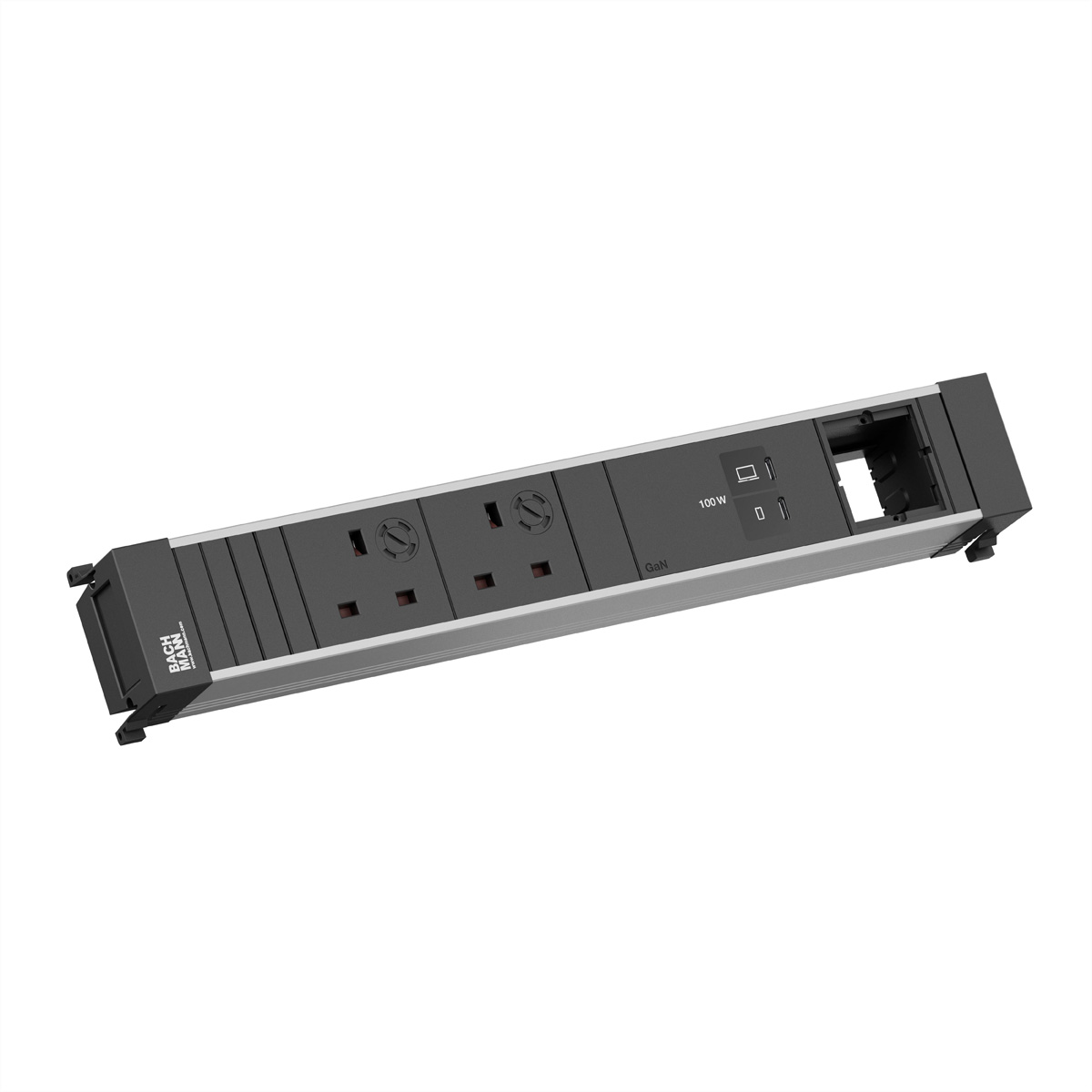 BACHMANN POWER FRAME 2xUK 45° 3,15A, 1xUSB C/C 100W 1xCM L=0,2m Einbau-Anschlussfelder POWER FRAME
